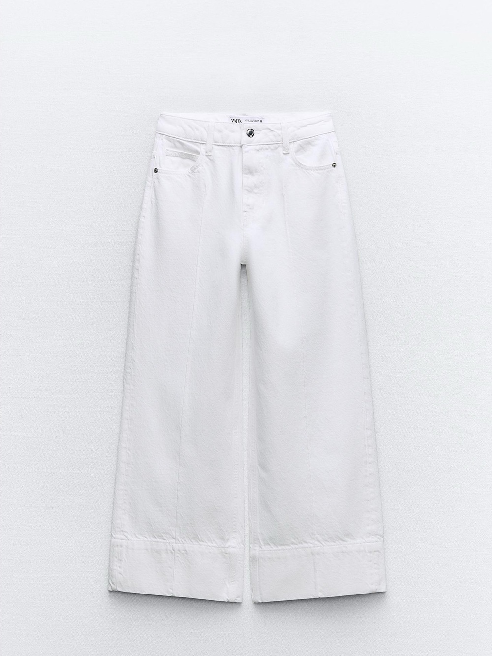 ZARA CROP WIDE LEG FRONT SEAM Z1975 JEANS WITH A HIGH WAIST